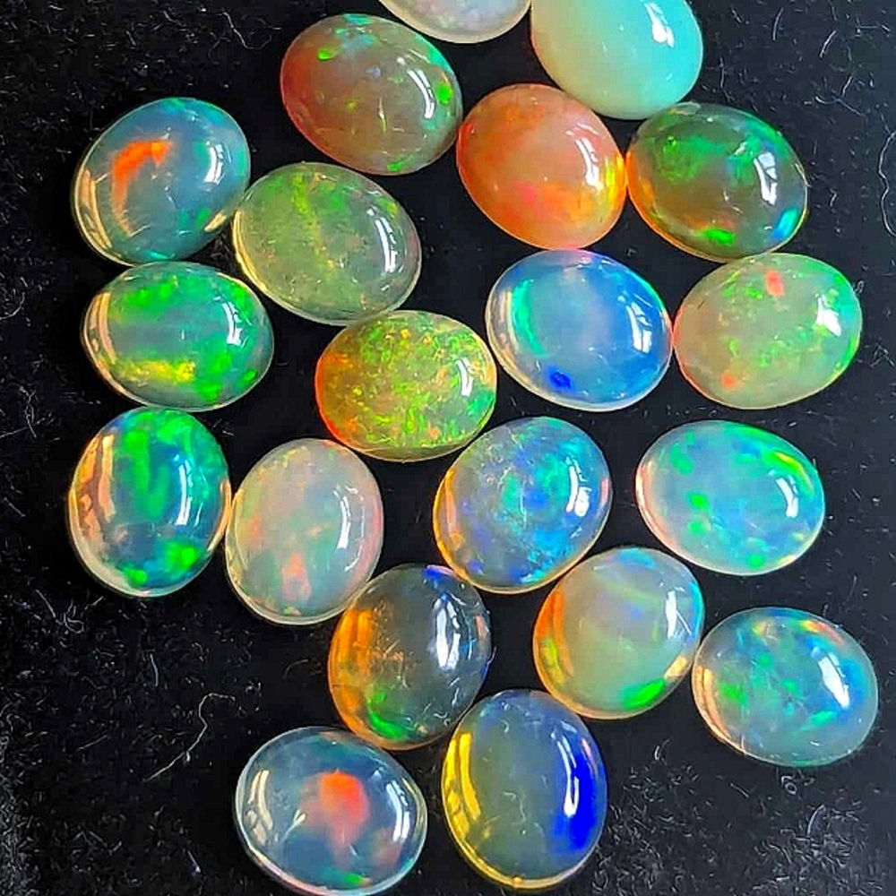 1x Natural AAA+ Ethiopian Opal Welo Fire Opal Gemstone Oval Cabochon 6x5mm